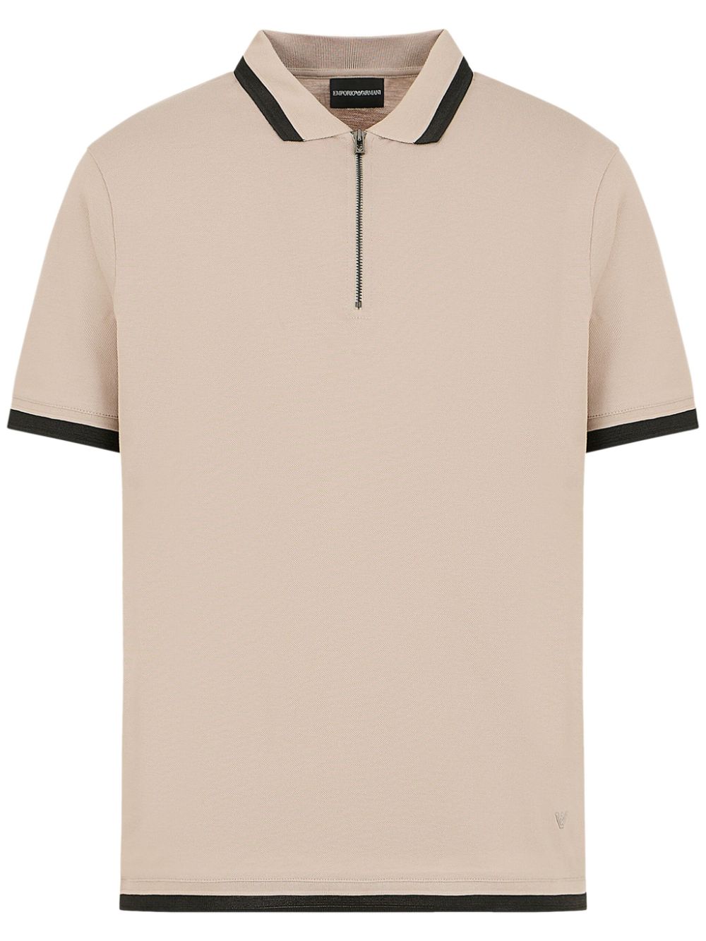 Emporio Armani Logo-embossed Cotton Polo Shirt In Neutrals