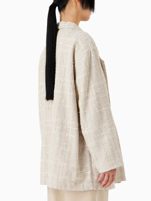 アウターその他 EMPORIO ARMANI Woman Blazer Natural 3D2B842NFZZ F126 Beige EMPORIO ARMANI COTTON SINGLE-BREASTED BLAZER