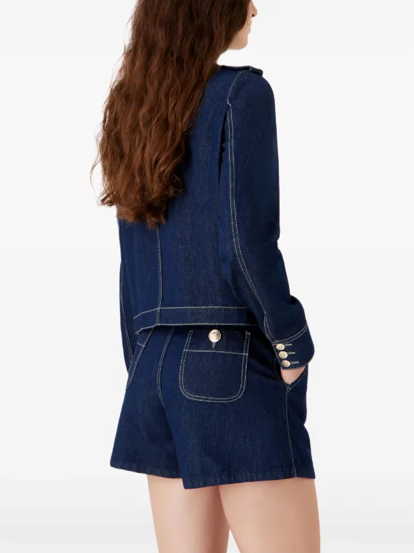 Emporio Armani round-neck Denim Jacket | Blue | FARFETCH