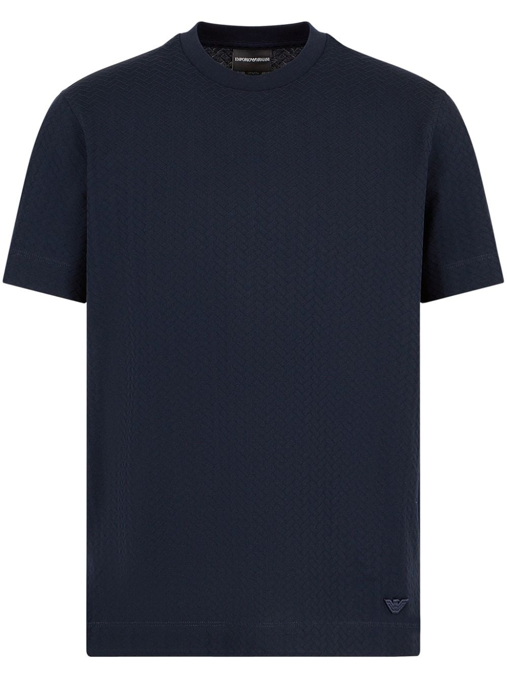 Emporio Armani Logo-embroidered Textured T-shirt In Blue
