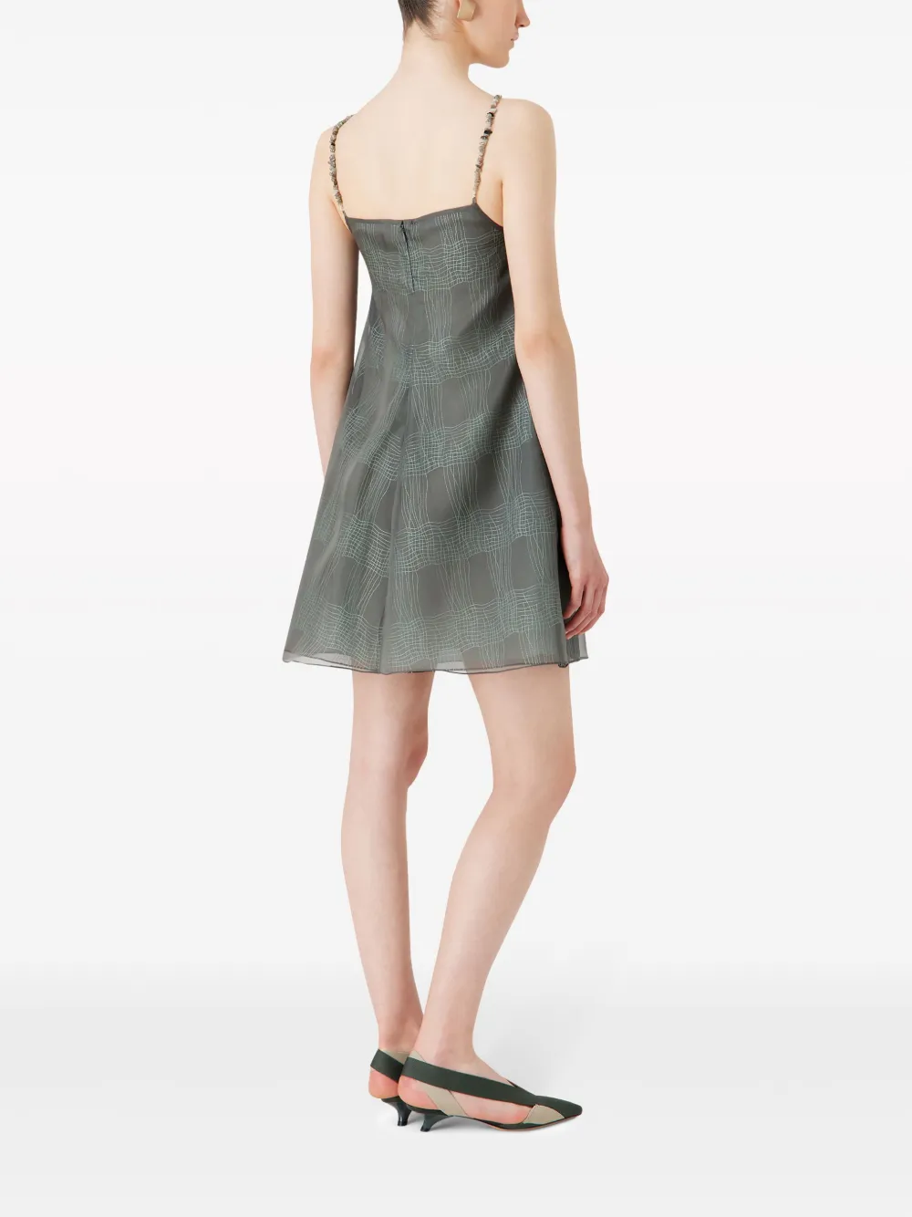 Emporio Armani Mini-jurk met gestreepte doorzichtige overslag Grijs