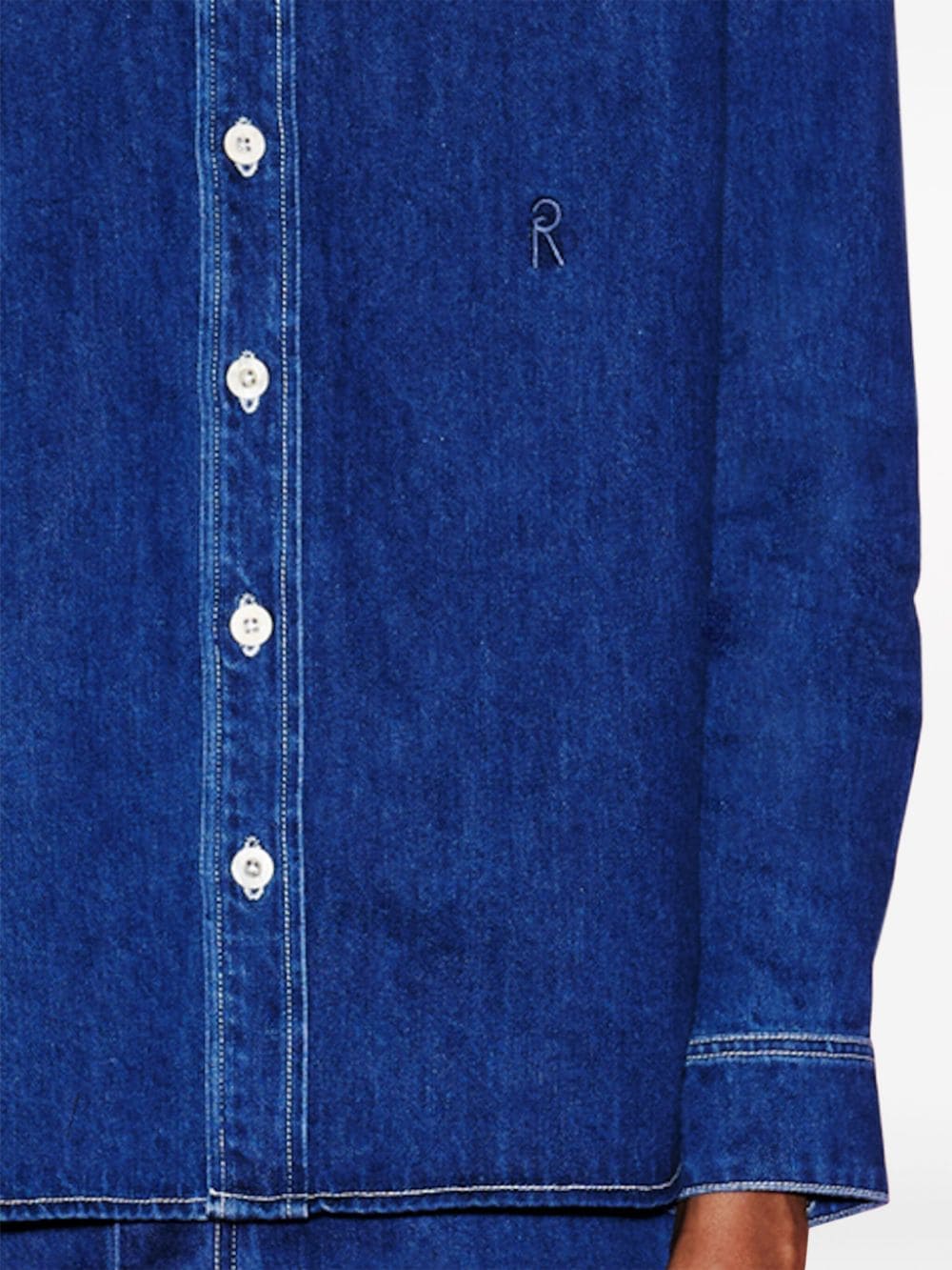Shop Rosetta Getty X Violet Getty Pointed-collar Denim Shirt In Blue