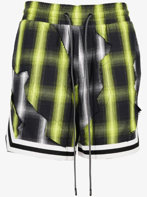 Mostly Heard Rarely Seen cut-up plaid shorts