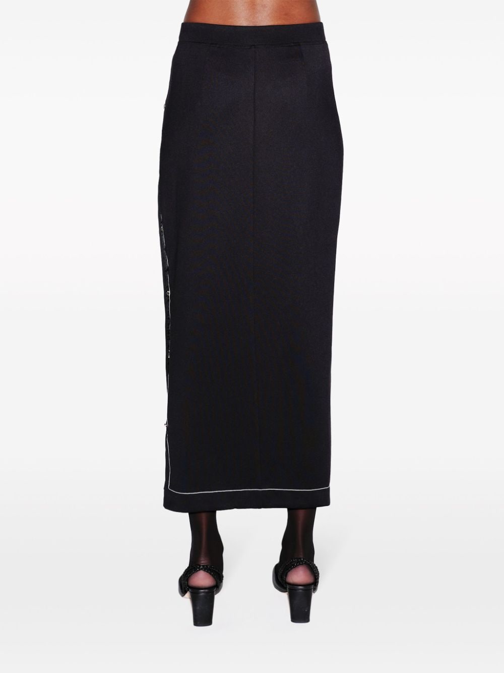 Shop Rosetta Getty Press-stud Midi Skirt In Black