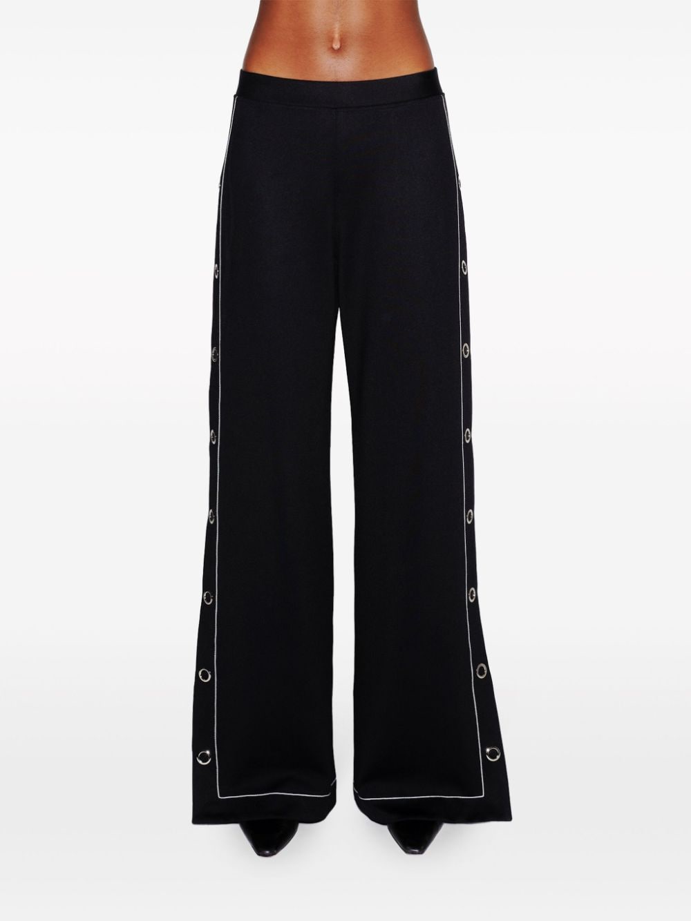 Shop Rosetta Getty Press-stud Wide-leg Trousers In Black