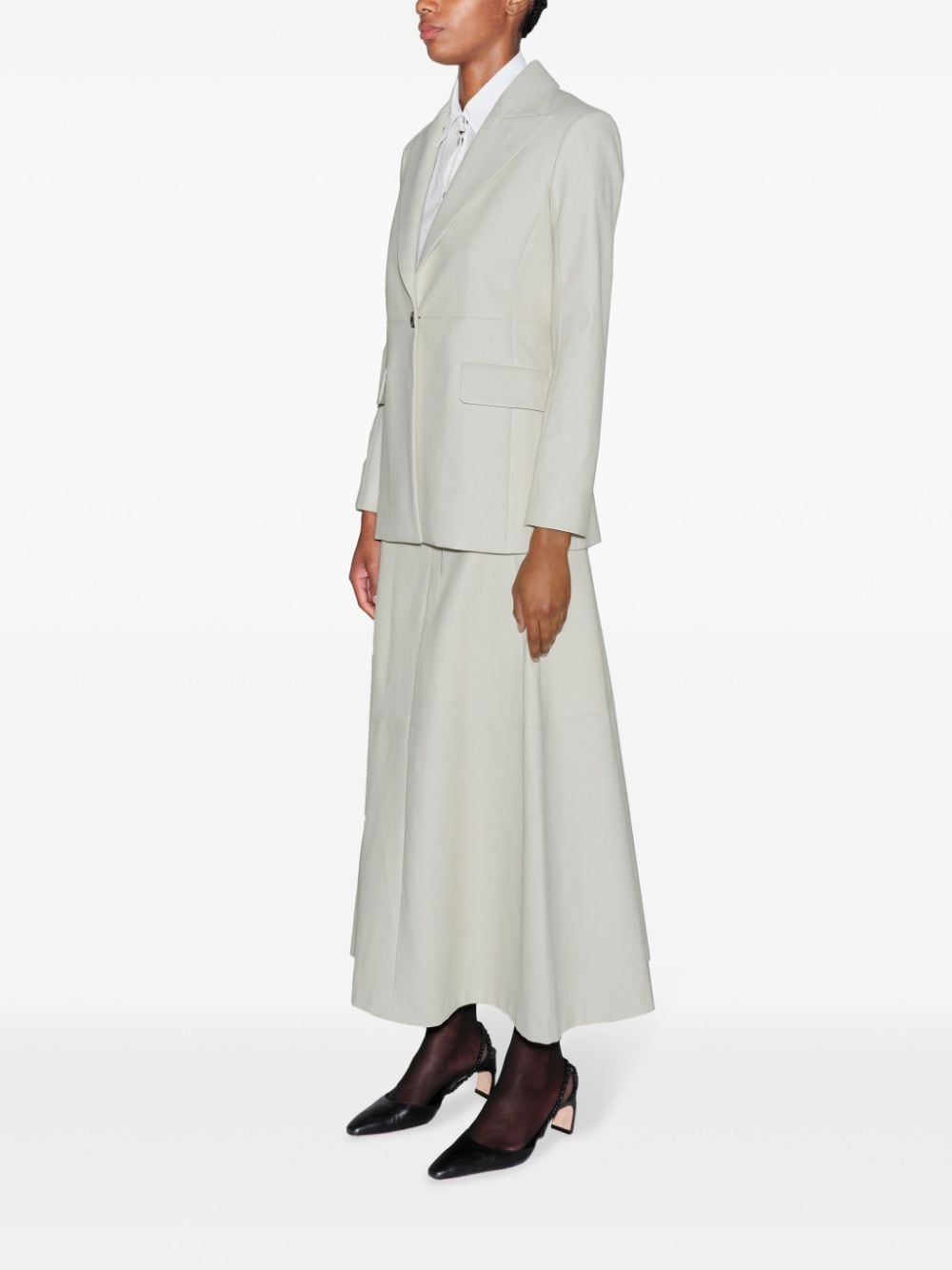 Shop Rosetta Getty Peak-lapel Leather Blazer In Neutrals