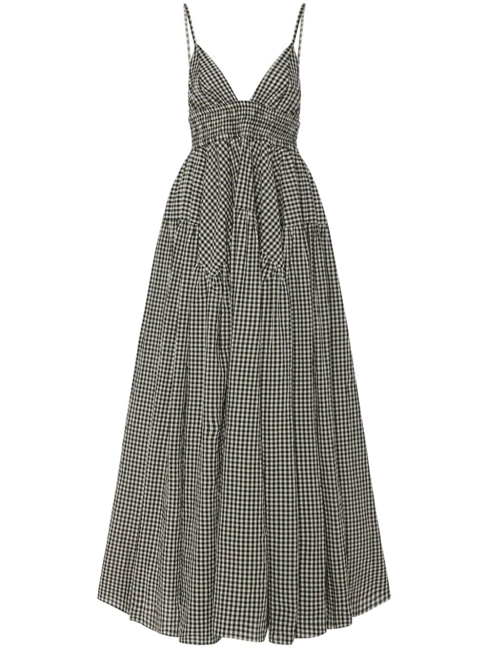 Rosetta Getty Gingham Cotton Midi Dress In Black