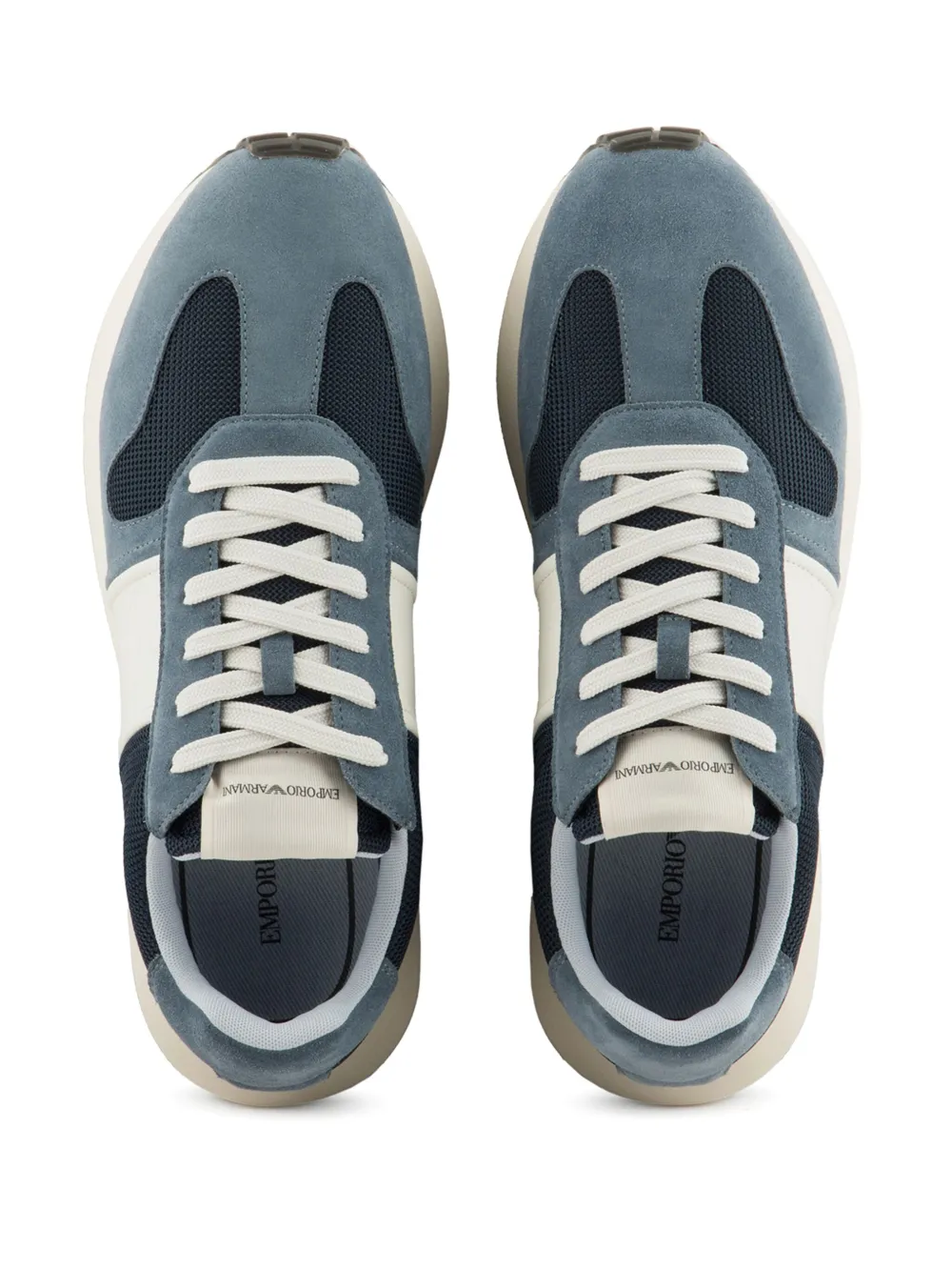 Shop Emporio Armani Colour-block Low-top Sneakers In Blue