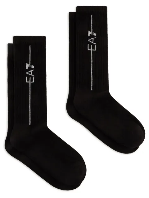 Ea7 Emporio Armani juego de dos pares de calcetines con logo en intarsia