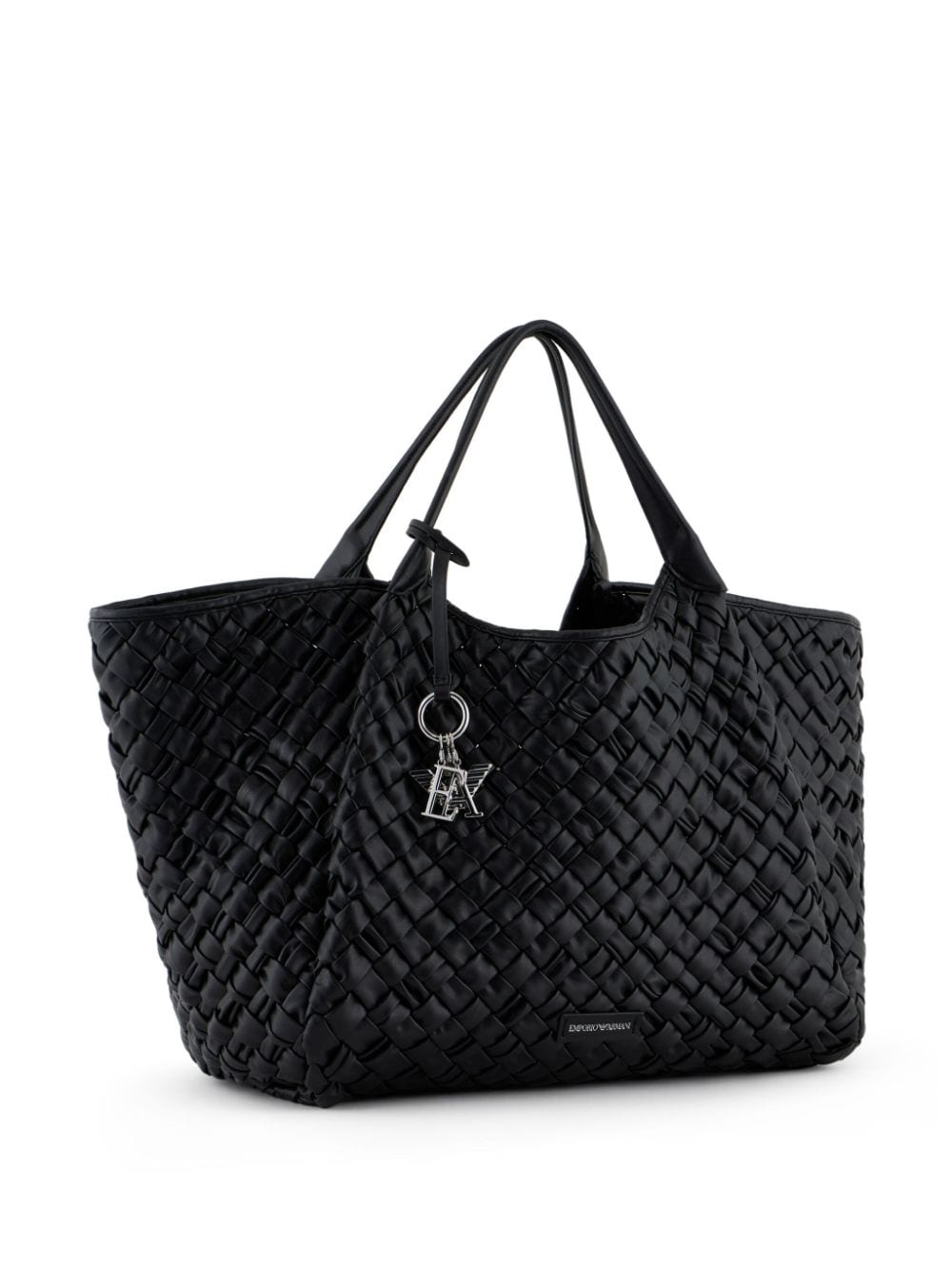 Shop Emporio Armani Interwoven Faux-leather Tote Bag In Black