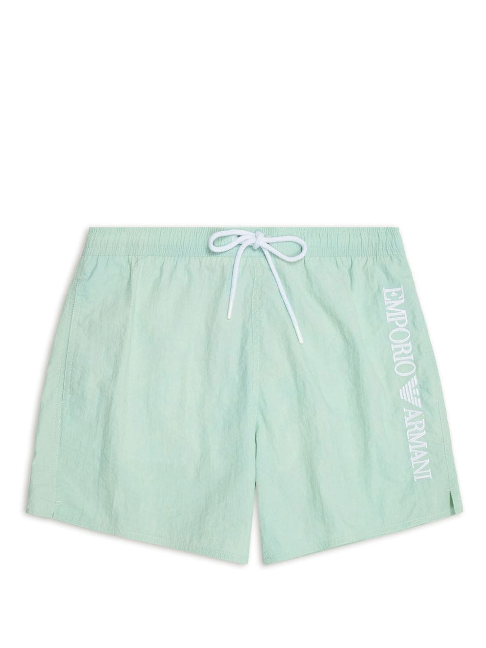 Shop Emporio Armani Logo-embroidered Drawstring Swim Shorts In Green