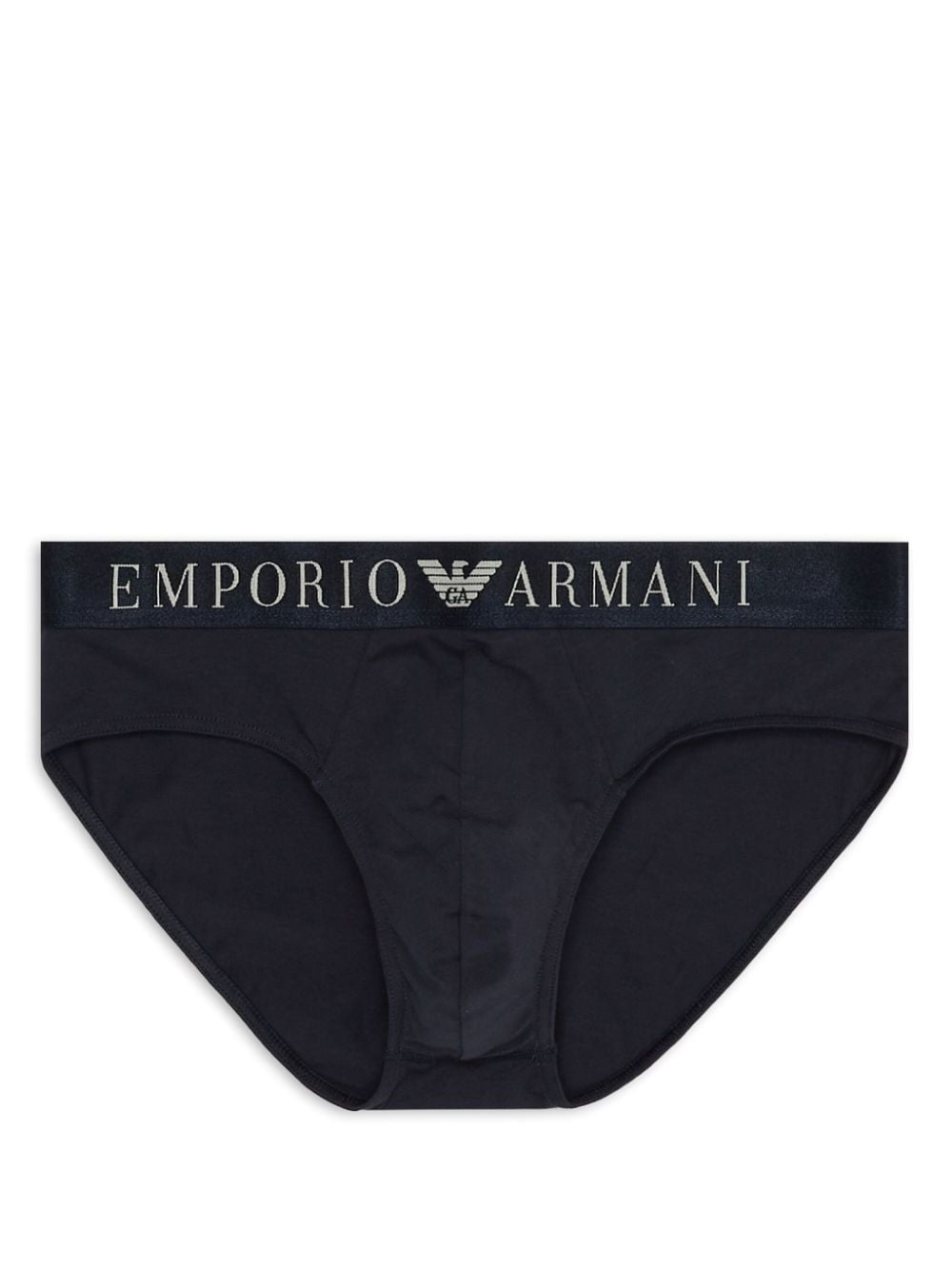 Emporio Armani Logo-waistband Cotton Briefs In Blue