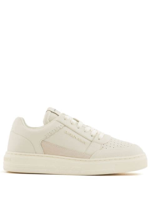 Emporio Armani logo-embossed leather sneakers