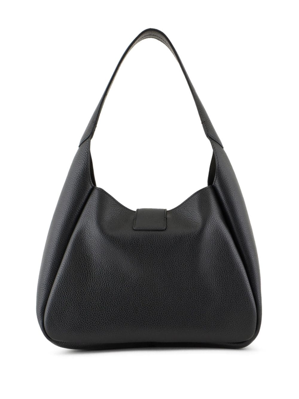 Shop Emporio Armani Eagle-buckle Leather Shoulder Bag In Black
