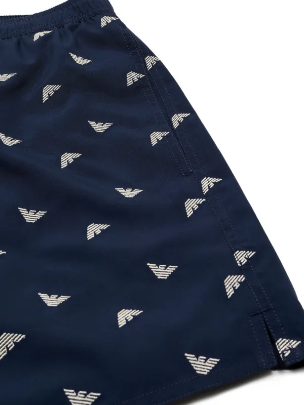 送料関税込☆EMPORIO ARMANI ロゴ スイムウェア トランクス水着 Emporio Armani ロゴ トランクス水着 | ブルー | FARFETCH JP