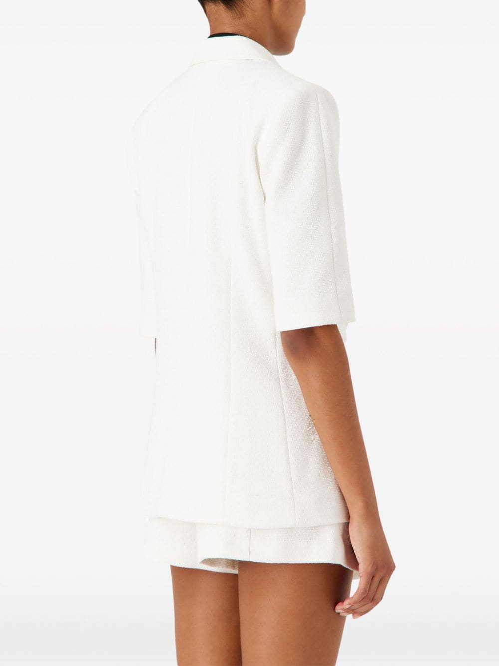 Shop Emporio Armani Double-breasted Cotton Blazer In White