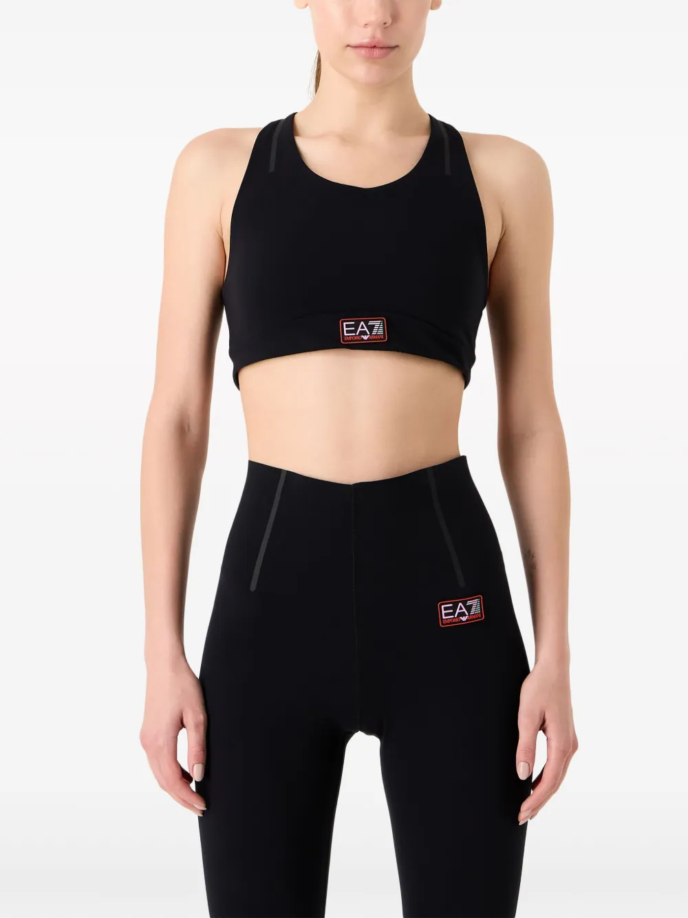 Ea7 Emporio Armani Sport-bh met logopatch - Zwart