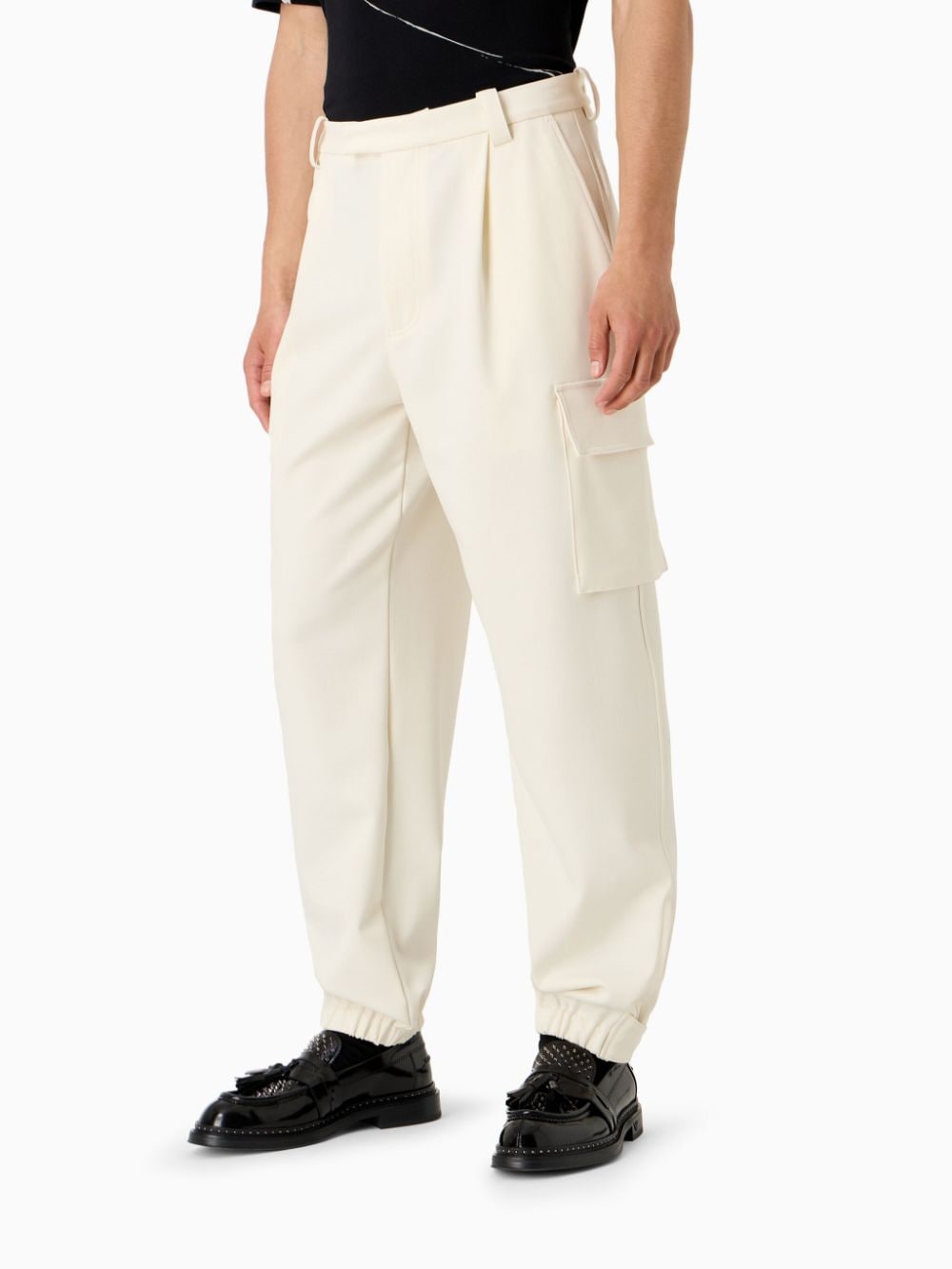 Shop Emporio Armani Tapered-leg Cargo Trousers In White