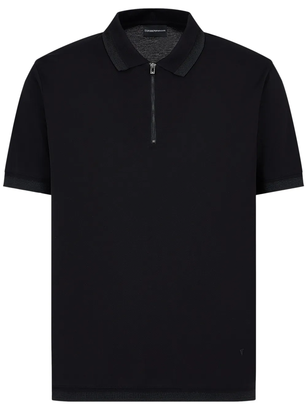 Emporio Armani Logo-embossed Cotton Polo Shirt In Black