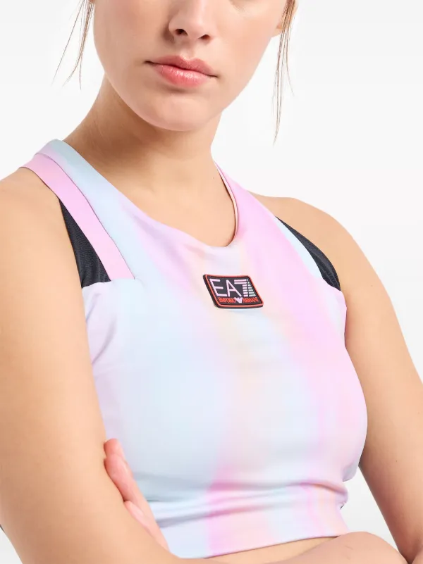 Ea7 Emporio Armani Watercolour logo-appliqué Sports Bra Pink