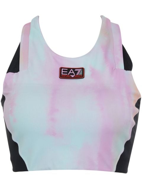 Ea7 Emporio Armani watercolour logo-appliqué sports bra