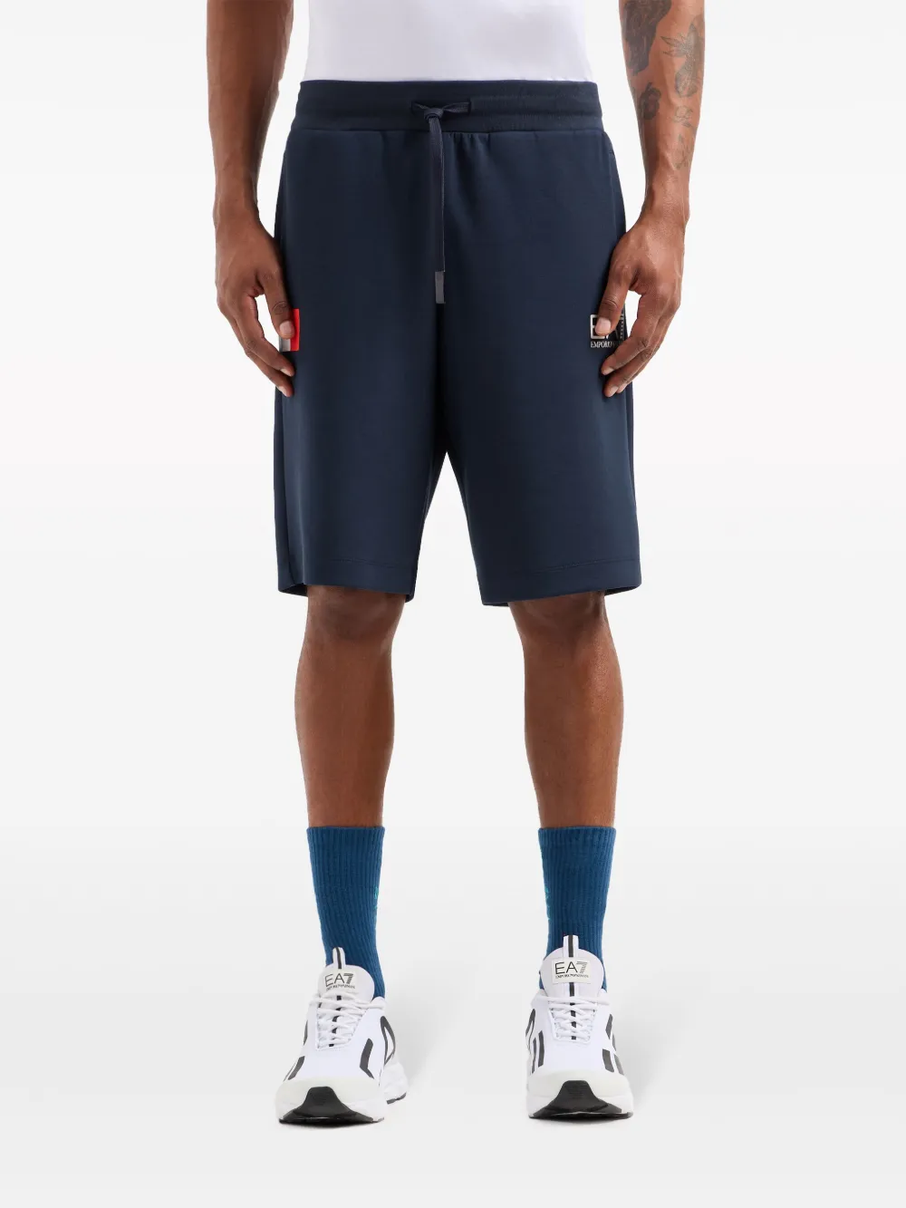 Ea7 Emporio Armani Trainingsshorts met logoprint - Blauw