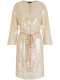 Emporio Armani belted sequinned midi dress - Neutrals