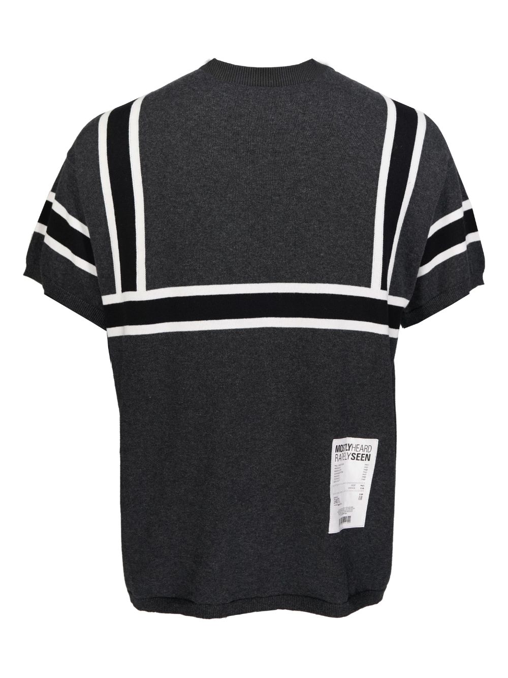 Shop Mostly Heard Rarely Seen Knitted Striped Cotton Top In Grey