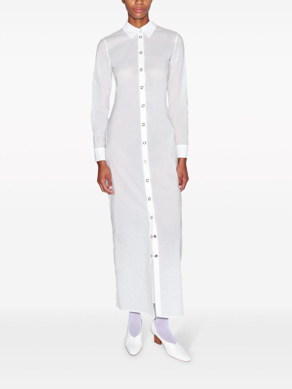 Shop Rosetta Getty Stretch-organza Shirt Dress In White