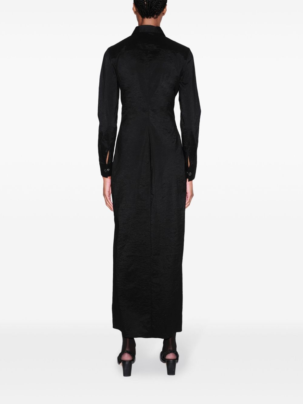 Shop Rosetta Getty Long-sleeve Shirtdress In Black