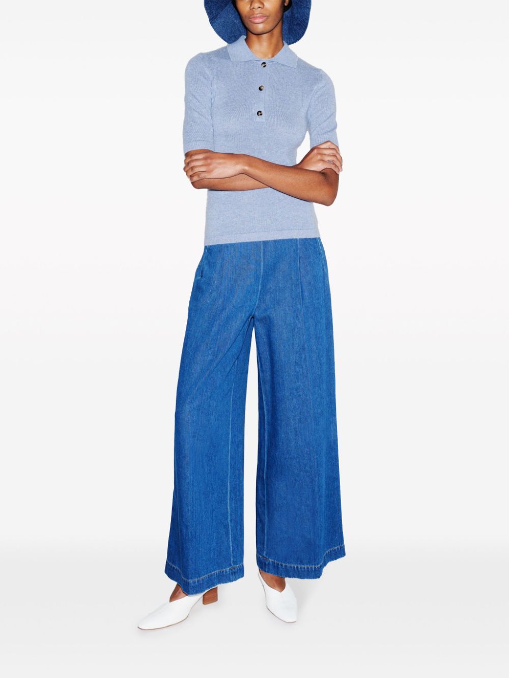 Shop Rosetta Getty High-rise Wide-leg Jeans In Blue