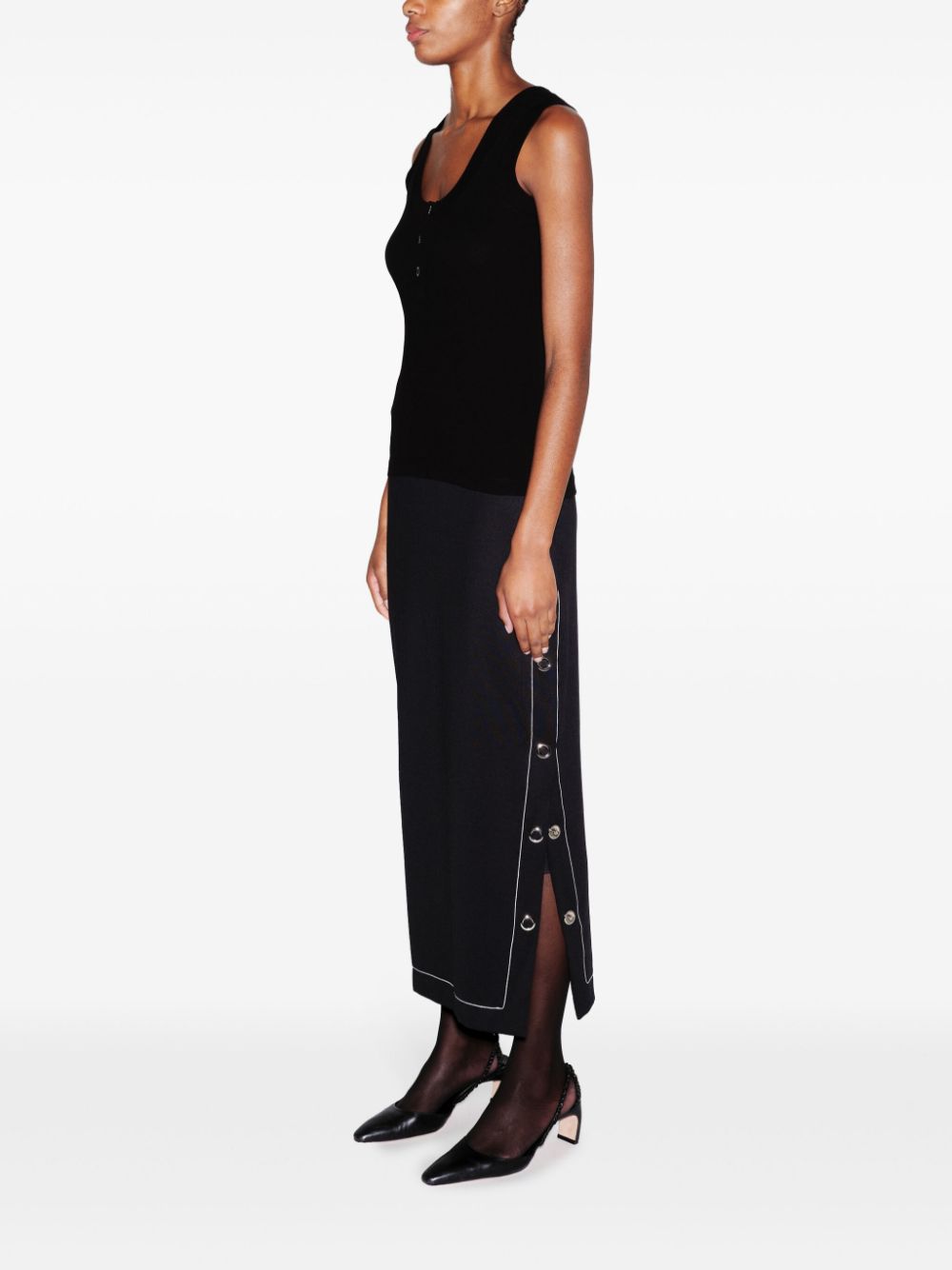 Shop Rosetta Getty Henley Tank Top In Black