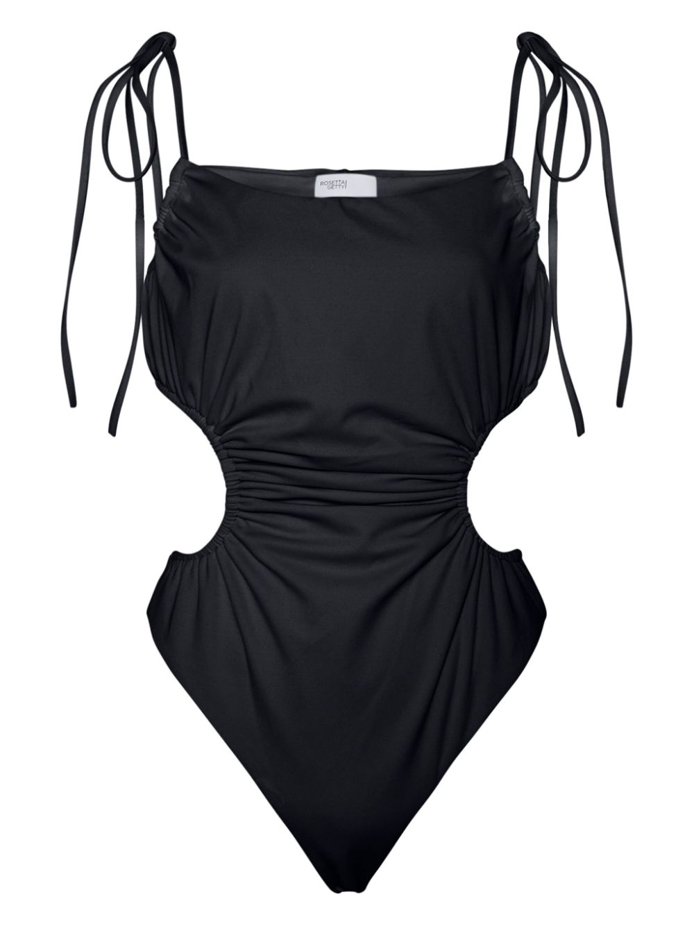 Shop Rosetta Getty Ruched Cut-out Swimsuit In Black