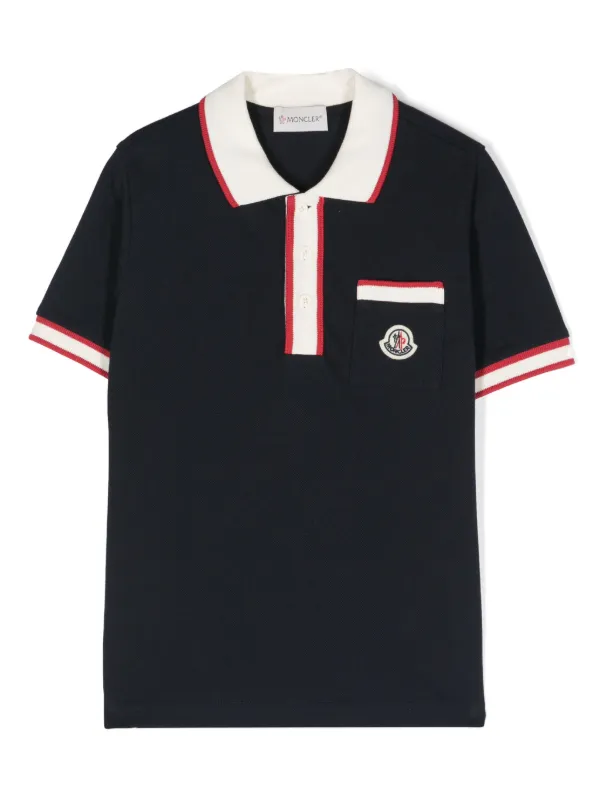 Moncler Enfant logo applique Cotton Polo Shirt Blue FARFETCH GR