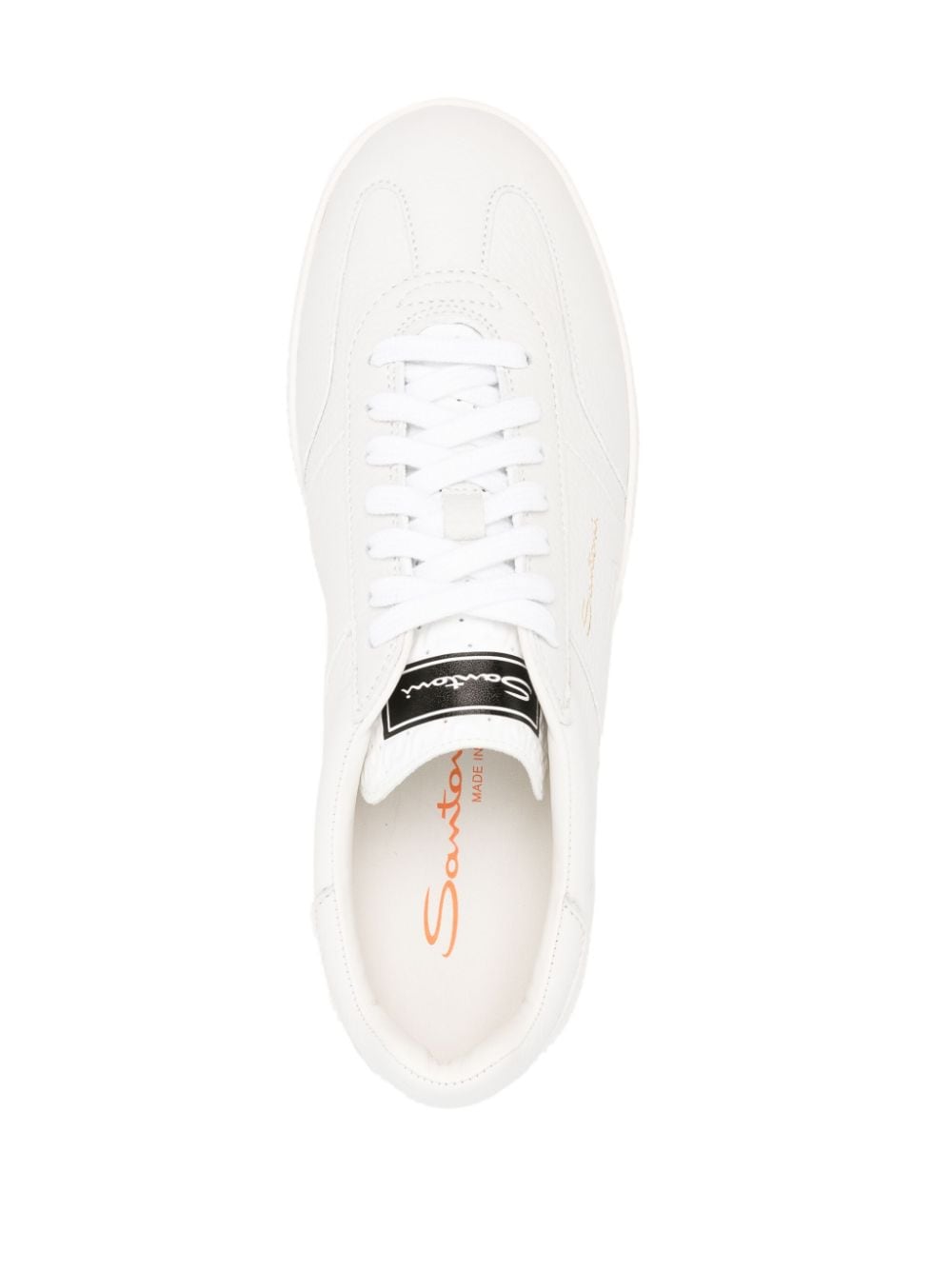 Shop Santoni Panelled Leather Sneakers In 白色