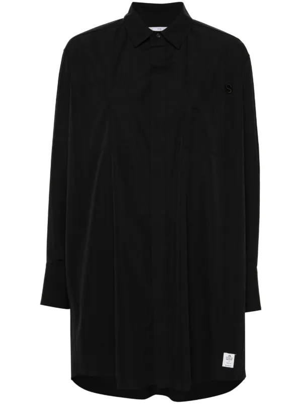 Sacai Logo-embroidered Poplin Shirt in Black
