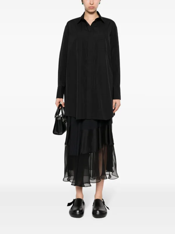 sacai 黒 ジッパー付き襟 トップス Sacai ロゴ シャツ | ブラック | FARFETCH JP