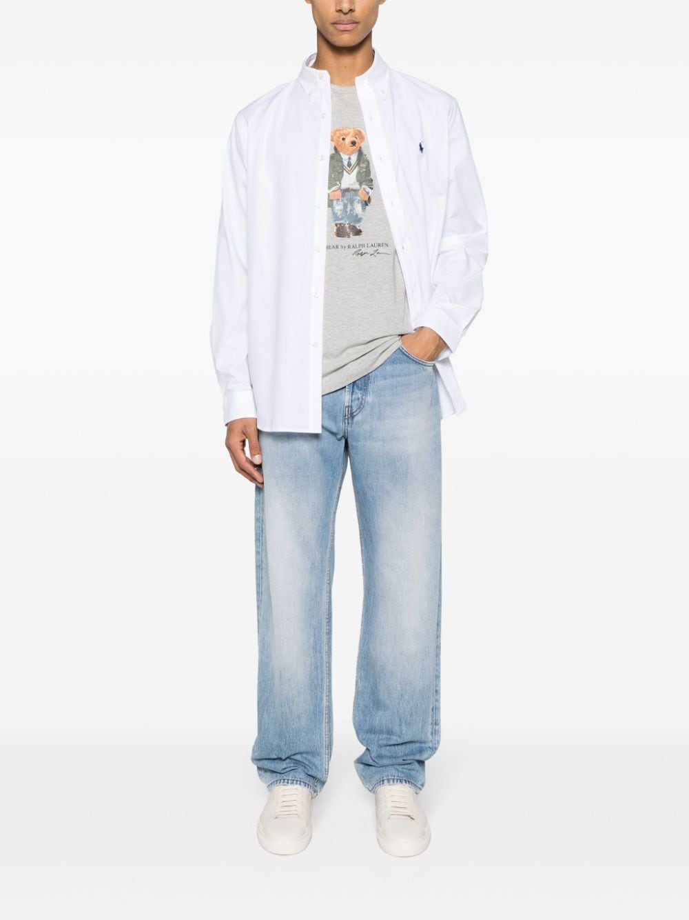 Shop Polo Ralph Lauren Polo Pony-embroidered Poplin Shirt In White