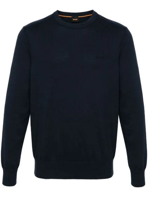 BOSS logo-embroidered ribbed jumper