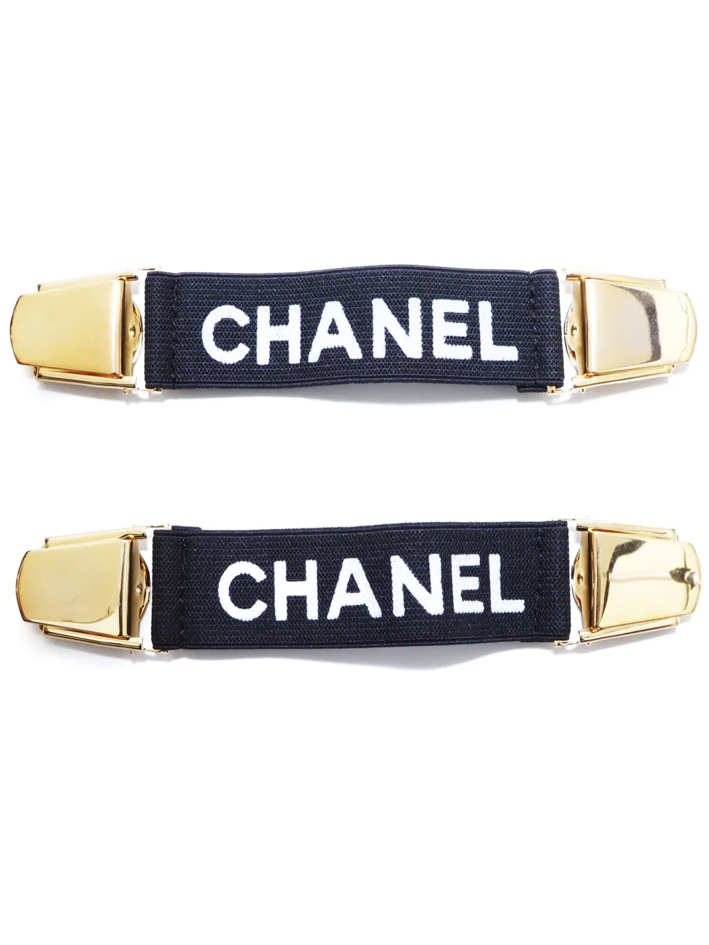 CHANEL Pre-Owned 1994 logo-print sleeve garters (set of two) – Black