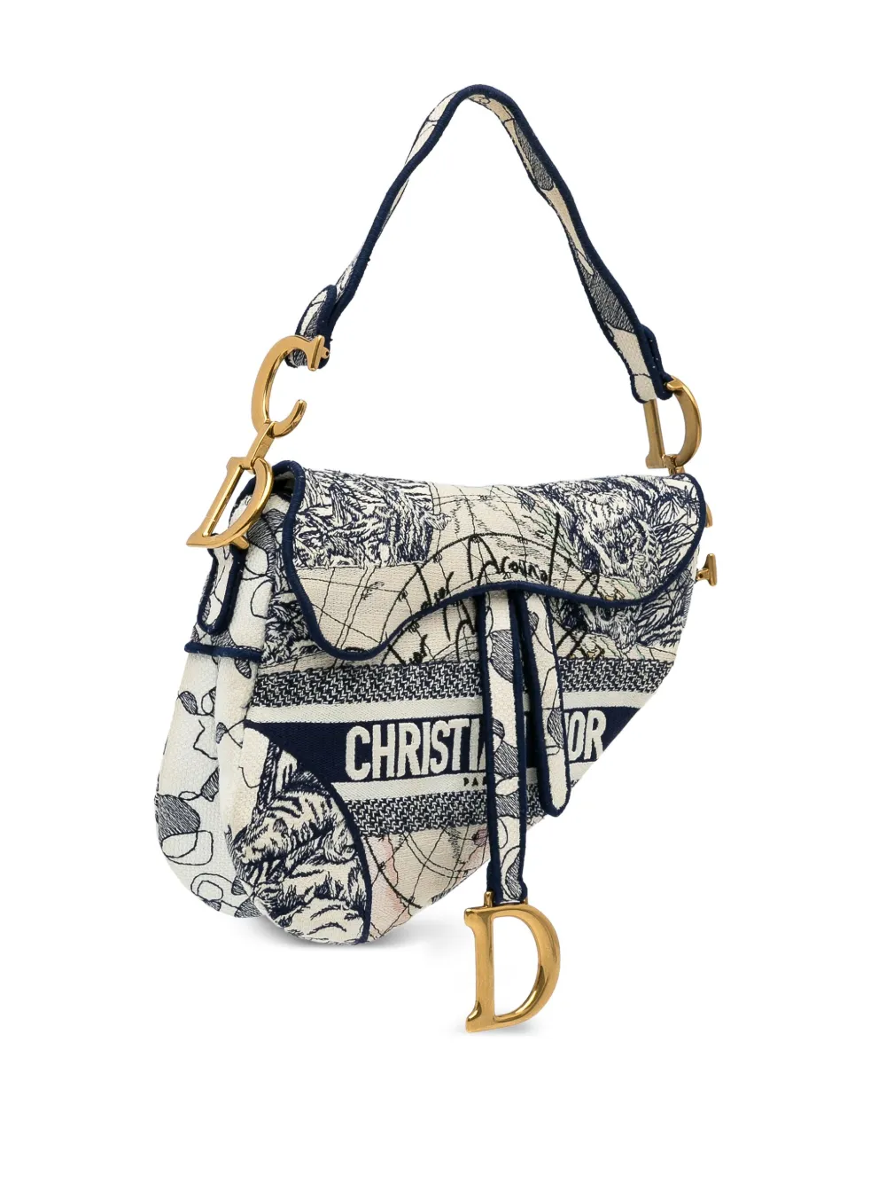 Dior canvas top saddle bag