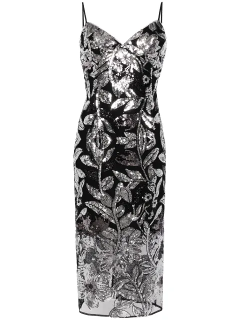 Marchesa Notte Botanical sequin-embellished dress