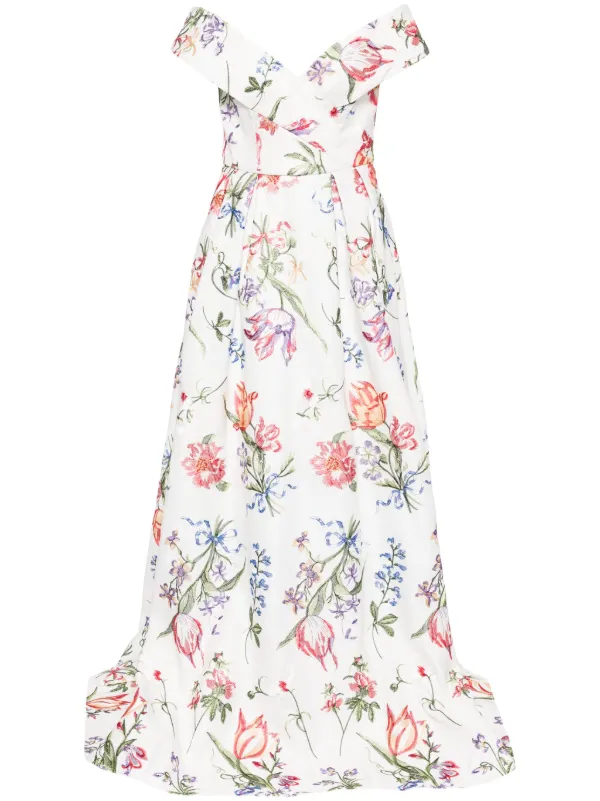 Marchesa Notte Alex floral embroidered Gown White FARFETCH BH