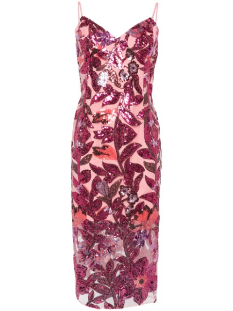 Marchesa Notte Botanical sequin-embellished dress