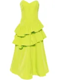 Marchesa Notte taffeta tiered midi dress - Green