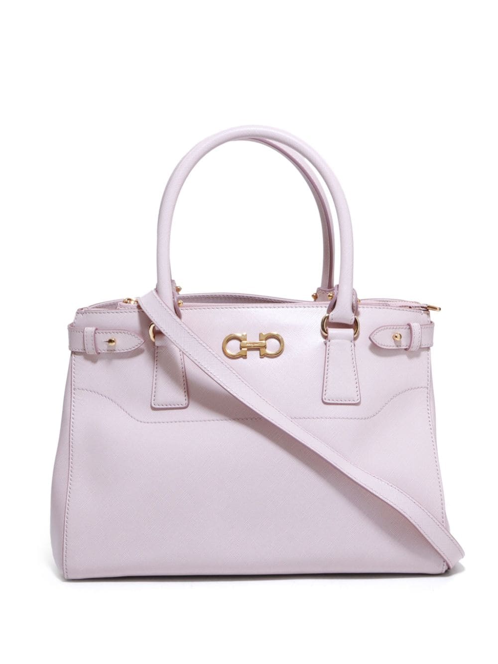Pre-owned Ferragamo Double Gancini Two-way Bag In Pink