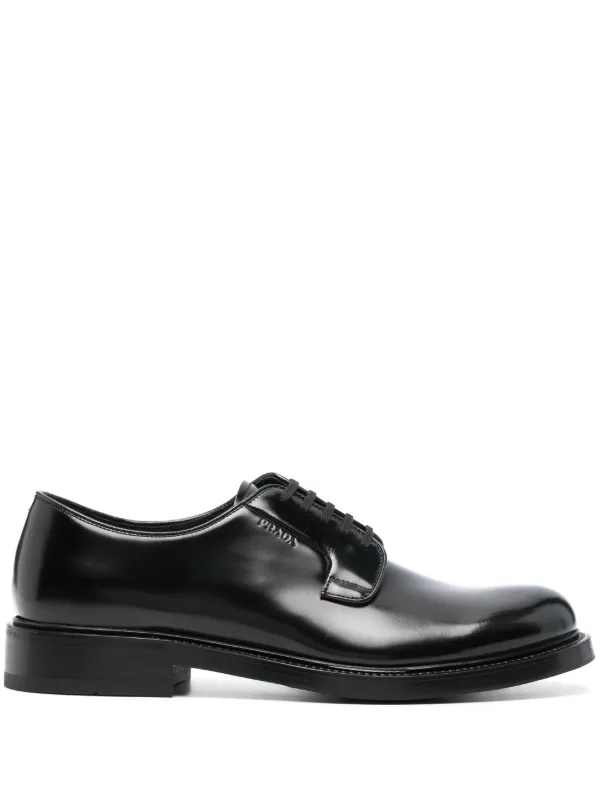 Prada logo debossed Leather Oxford Shoes Black FARFETCH PL