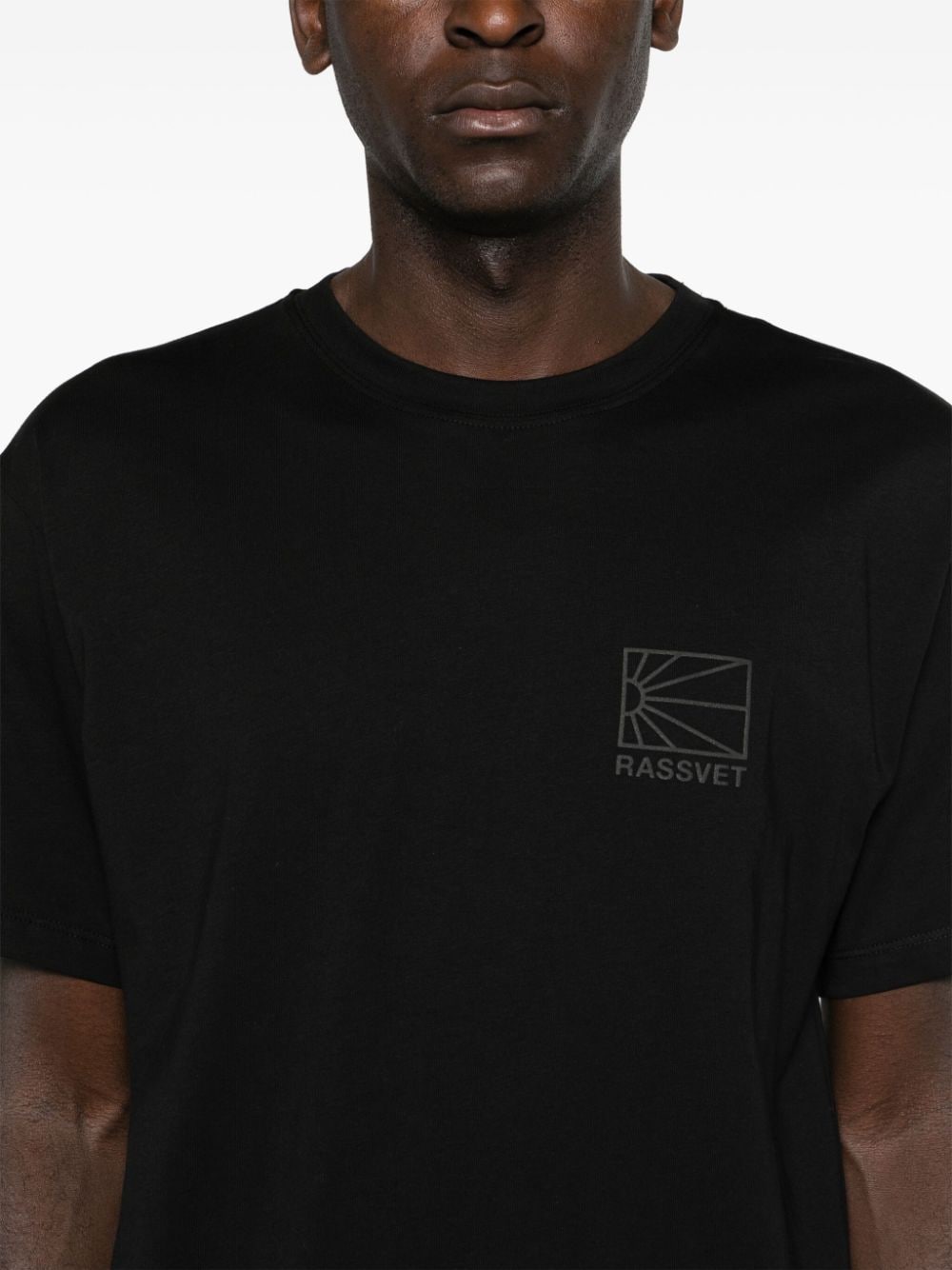 Shop Rassvet Raised-logo Cotton T-shirt In Black