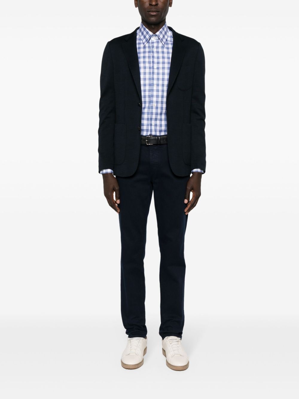 Shop Canali Check-pattern Shirt In Blue