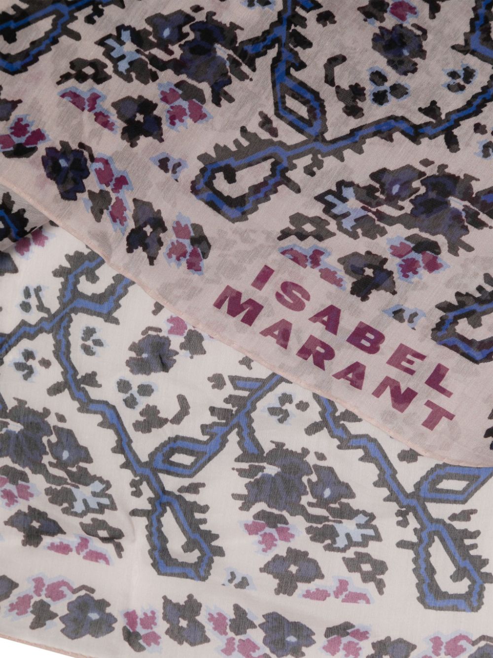 Shop Isabel Marant Floral-print Cotton-silk Blend Scarf In Purple